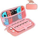HEYSTOP Tasche für Nintendo Switch Lite, Tragetasche für Nintendo Switch Lite Konsole mit Nintendo Switch Lite Spielkartensteckplatz kompatibel mit Nintendo Switch Lite Zubehör, Rosa