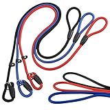 3 x Retrieverleine, 1.3 M Starkes Nylonseil, Trainingsleine für große, mittelgroße und kleine Hunde Hundeleine Große Hunde Anti-Zieh Geschirr für Mittlere Hundeleine Doppelleine (Schwarz,Rot,Blau)