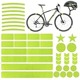 42 Stück Fahrrad Reflektoren Aufkleber Set Fahrrad Felgen Aufkleber Reflektoren Sticker,Tape Reflexfolie Selbstklebend,Leuchtaufkleber Verschiedenen Formen für Fahrradhelme, Motorräder, Rucksäcke