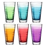 Leonardo Vario Struttura Trink-Gläser 6 er Set, spülmaschinenfeste Gläser, bunte Trink-Becher aus Glas, farbiges Getränke-Set, 280 ml, 026845