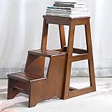 Klappbarer Tritthocker aus Holz, 3 Etagen, Blumenregal, Schuhbank, Holzfarbe