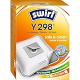 Swirl Y 298 EcoPor Staubsaugerbeutel (4 Beutel), reißfeste Staubbeutel für einige Bomann, Clatronic & Dirt Devil Staubsauger, 99,9 % Filterung von Hausstaub & allergenem Feinstaub