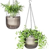 Calvalor 16.5cm 2er Set hängepflanzen Topf Hängeblumentöpfe aussen Hängeampel außen blumenampel hängend innen hängetopf für Pflanzen Hängetöpfe hängender blumentopf hängend hänge blumentöpfe hängende