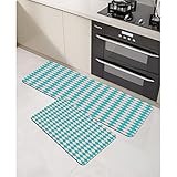 URSOPET Küchenteppich Küchenläufer Küchenmatte,Geometrische Vintage Retro 50er 60er inspirierte Küchenfliesen in Diamantformen,Dekoläufer für Küche Flur Teppich Läufer waschbar waschbare