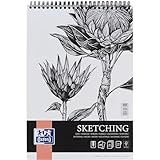 Oxford Artistic Skizzenblock A5 50 Blatt, Zeichenblock mit Doppelspirale, Sketchbook, Kunstblock 130g/m² säurefreies Papier, Zeichenheft mit stabiler Rückpappe, Skizzenheft für Zeichnen & Skizzen