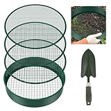 Foppla Gartensieb rund 30 cm mit 5 austauschbaren Siebeinsätzen - Kompostsieb aus Edelstahl für Erde, Kompost, Saatgut - inklusive Gartenschaufel (6)
