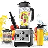Greadio 2-in-1 Multi-Blender Mixer 8 Klingen für einfaches Schneiden von Eis, Mixer mit 2-Liter-Behälter und 600-ml-Begleitbecher und 600-ml-Mahlbecher, Hochleistungsmixer 2000 Watt
