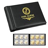 Uncle Paul Sammelalbum für Münzen, 60 Taschen – 35 x 35 mm/ 1,4 x 1,4 Zoll Raster für Penny-Sammlung und Aufbewahrung. Passend für Toonie, Dime, Pence, Cents, Quarter, Nickel Black CS4206BK