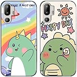 Schutzhülle für HTC U24 Pro, Motiv: niedlicher Dinosaurier, TPU-Gel-Silikon, 2 Stück