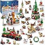 CUBIMANA Adventskalender 2024 Kinder Weihnachts Bausatz - 24 Countdown Spielset, Weihnachts Spielzeug enthält Weihnachtsmann Eisenbahn Bausteine, Geschenk für Jungen Mädchen von 6+ (1235 Teile)