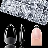 Gelike ec Kurze Mandel Nägel Tips – Vollständige Abdeckung Weiche Nagelspitzen Tips Vorpolierte Künstliche Nail Tips für Nagelverlängerung Home Nagelstudio Salon DIY 120 Stück 12 Größen