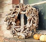 Dekoleidenschaft rustikaler Deko-Kranz Wurzelholz, Ø 40 cm, Wandkranz, Türkranz für Innen & Aussen, Fensterkranz, Holzkranz, Zierkranz ganzjährig aus Naturmaterialien, großer Naturkranz