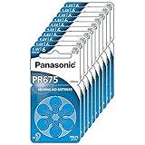 Panasonic PR675 Zink-Luft-Batterien für Hörgeräte, Typ 675, 1.4V, Hörgerätbatterien, 10 Packungen (60 Stück), blau