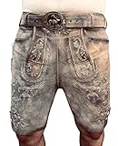 Royal Trachten Lederhose Wildbock Lederhosen Bayerische Lederhose Oktoberfest Lederhose Herren Trachten kurz Lederhose mit Adler Trachten Gürtel Größe 46-64 (as3, Numeric, Numeric_56, Regular, Short)