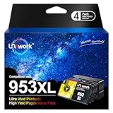 Uniwork 4 Pack Druckerpatronen 953 953XL Kompatibel für HP 953 953XL für HP Officejet Pro 8720 8725 8210 7720 7740 8730 Drucker