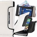 numia HTC Desire 816 Hülle, Handyhülle Handy Schutzhülle [Book-Style Handytasche mit Standfunktion und Kartenfach] Pu Leder Tasche für HTC Desire 816 Case Cover [Weiss-Schwarz]