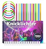 PYROHELD 100x Knicklichter - Leuchtstab - extra Hell & Lang - in bunten Farben für Kindergeburtstag, Party, Silvester Deko 2026, Mitgebsel, Festival, Geburtstag - Glow Sticks mit Verbinder