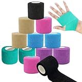 HAYGEM 12 Stück Bunt Verband Selbstklebend, Vliesstoff Fixierbinde, mit Gummizug Bunter Selbstklebender von Hand Zerreißbar, für Knöchel, Handgelenke, Finger und Andere Körperteile