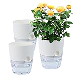 DHSUN Blumentopf selbstbewässernd ，Kräutertopf Küche Set Fensterbank selbstbewässernd-4er，blumentopf mit bewässerungssystem Übertöpfe (4, Weiß)
