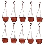 Supvox 10 Sätze Grüner Dill-Blumentopf aus Kunststoff kleine Hängekörbe für Pflanzen im Freien Pflanzentopf Hanging Basket blumenampeln hängende Blumenkübel Blumen hängende töpfe Brown