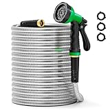 30 m langer Edelstahl-Metall-Gartenschlauch, flexibel, robust, kein Knicken, Spiralschlauch, rostfreier Outdoor-Schlauch