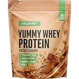 Yummy Whey Proteinpulver - Biscuit Caramel - Bis zu 23g Protein pro Portion - Premium Eiweiß Shake mit Laktase & deutscher Molke (908g)