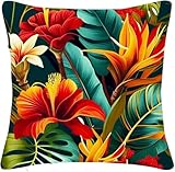 Dekokissen Sardellen, Tropische Blumen Zierkissenbezüge Luxus Sofakissen Dekorativ Kissenbezug Für Schlafzimmer Beste Freundin Sofa 45X45cm