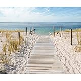 decomonkey Premium Fototapete Strand Meer 350x256 cm Design Tapete Fototapeten Tapeten Wandtapete moderne Wand Schlafzimmer Wohnzimmer Landschaft Natur