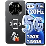 Blackview Shark 6 Handy 5G Ohne Vertrag Android 15 Smartphone Ohne Vertrag, 6.88' 120Hz, 12GB+128GB, Smartphone 5G Unisoc T8100, 5000mAh, 16+8MP, Dual SIM, NFC, Fingerabdruck, Face ID, GPS, OTG