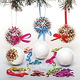Baker Ross AR754 Pailletten-Kugel-Sets für den Weihnachtsbaum, kreatives Kunst- und Bastelzubehör für Kinder zum Basteln und Dekorieren (3 Stück), diverse Farben