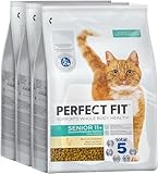 PERFECT FIT Senior Trockenfutter für ältere Katzen ab 11 Jahren - Huhn, 2,8 kg (3 Beutel)
