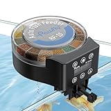Pawfly Automatischer Fischfutterautomat für Aquarium mit Urlaubs-Timer, 108 ml Einstellbarer Futterspender für Pulver, Pellets und Granulate, batteriebetrieben (Batterien Nicht enthalten