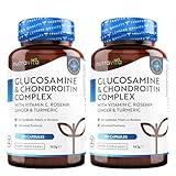Nutravita Glucosamin & Chondroitin Komplex – 360 Hochdosierte Kapseln mit Vitamin C, Kurkuma, Ingwer & Hagebutte – Für normale Knorpelfunktion – Made in UK – Vegan