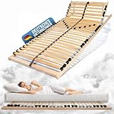 Coemo 7-Zonen Lattenrost Ergo K 90x200 Lattenrahmen mit verstellbarem Kopfteil Buche Rahmen - 28 stabile Federleisten - Bettrahmen passend für Kinderbett Ehebetten 180x200cm - für alle Matratzen
