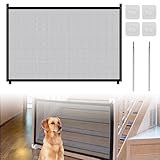DASIAUTOEM Treppenschutzgitter, Türschutzgitter, 100x78cm Treppenschutzrollo Türgitter Hund und Baby, Treppenschutzgitter mit 4 Klebehaken, Einziehbares Ausziehbare Hundebarrieren für Baby, Haustier