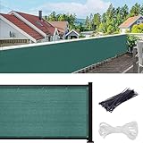 FUOBECIE Balkon Sichtschutz Garten Sichtschutz 90x500cm, Sichtschutzzaun Sichtschutz Wetterfest und UV-Schutz mit Kabelbindern, Windschutz Netz für Außenwand Garten Hof Pool-Dunkelgrün