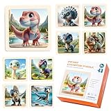 Mini Puzzle Kinder 8 Stücke,Mini Puzzle Kinderpuzzle Puzzle ab 3 Steckpuzzle Holz Jahre Lernspielzeug Kinderpuzzle ab 2 3 4 5 Jahre Junge Mädchen(Dino Puzzle)