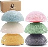6er Pack Natürliche Konjac Schwämme mit Aktivkohle, Kurkuma & Aloe Vera – Gesichtsreinigung & Peeling für alle Hauttypen