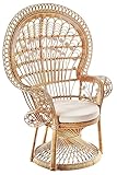 Kobolo Pfauenthron Rattansessel Peacock aus Rattan inklusive Kissen - 130 cm hoch - Braun - Boho - Innenbereich geschützter Außenbereich- Flechtwerk
