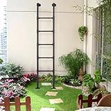 KLGFBDC Robuste Notausstiegsleiter für Fensterschächte, 150 kg, Schwarze Metallleiter für Hochbetten und Keller, 5-8 Sprossen, Mehrzweck-Anlegeleiter, langlebiges Schmiedeeisen, 150 cm Län