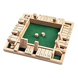 Holz Brettspiel, 4-Spieler Shut The Box Spiel Würfelspiel Holz Mathematik Traditional Pub Board Würfelspiel Reisen 4 Spieler Great Family Brettspiele Urlaub unterhaltsames Spiel