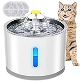 Katzenbrunnen, Petiigo Edelstahl Trinkbrunnen für Katzen BPA-frei mit 3 Filter LED Anzeige für Katzen/Hunde - 2.4L