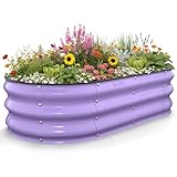 Kesfitt Hochbeet, 1,2 x 60 x 3,5 m, verzinkter Stahl, ovales offenes Design, 30,5 cm tief, für Gemüse- und Kräutergarten im Freien, Lavendelviolett
