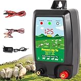 Warmfay Weidezaungerät 12V mit LED Anzeige, Elektrischer Schäferhund 2J Output für 10 km Reichweite, Wasserdicht Elektrozaungerät für Schutz von Nutztieren, Haustieren, Geflügel, Hausweide, Gärten