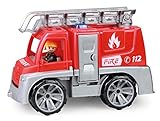 Lena 04457 - TRUXX Feuerwehr Einsatzfahrzeug mit Spielfigur als Feuerwehrmann, Feuerwehrauto mit Rettungsleiter, Feuerwehrtransporter mit Türen zum Öffnen, Spielfahrzeug für Kinder ab 24m+