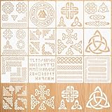 Neikafan 12 Stück Keltische Knoten Schablonen Airbrush Keltische Ornamente 20x20cm Zeichenschablone Keltischer Symbole für Scrapbooking Kunsthandwerk Zeichnung DIY Möbel Heimdekoration