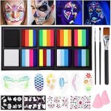 Janolia Gesichtsfarbe Kinderschminke Set, UV Bodypainting Farben für Theaterschminke, Split Cake Body Paint, Faschingsschminke Face Paint, Ideal Wasserbasis Kinderschminken Set für Halloween Karneval