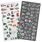 jiingekk Stamping Schablonen, Weihnachten Nägel Kunst Stamping Platte Schneeflocke Nägel Schablone Stempel Lovely Deer Maniküre Vorlage Set Nägel Kunst Dekoration