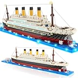 Herenear 4100+ Stück Titanic Bauspielzeug mit LED Licht, Titanic Schiff Baukasten, Bausteine Schiff Spielzeug, Geschenk Konstruktion Spielzeug für Erwachsene Jungen Kinder Mädchen 12+