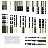 CYLBAQ 60 Stück Spiralbohrer Set HSS Bohrer Set Metall, 1-6mm Metall Spiralbohrer Set Handspiralbohrer Bohrersets Werkzeuge 135° Spitze Holzbohrer für Holz,Kunststoff